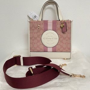 NWT Coach Dempsey 22 Tote Crossbody Bag Valentine Pink Heart WITH THICK STRAP